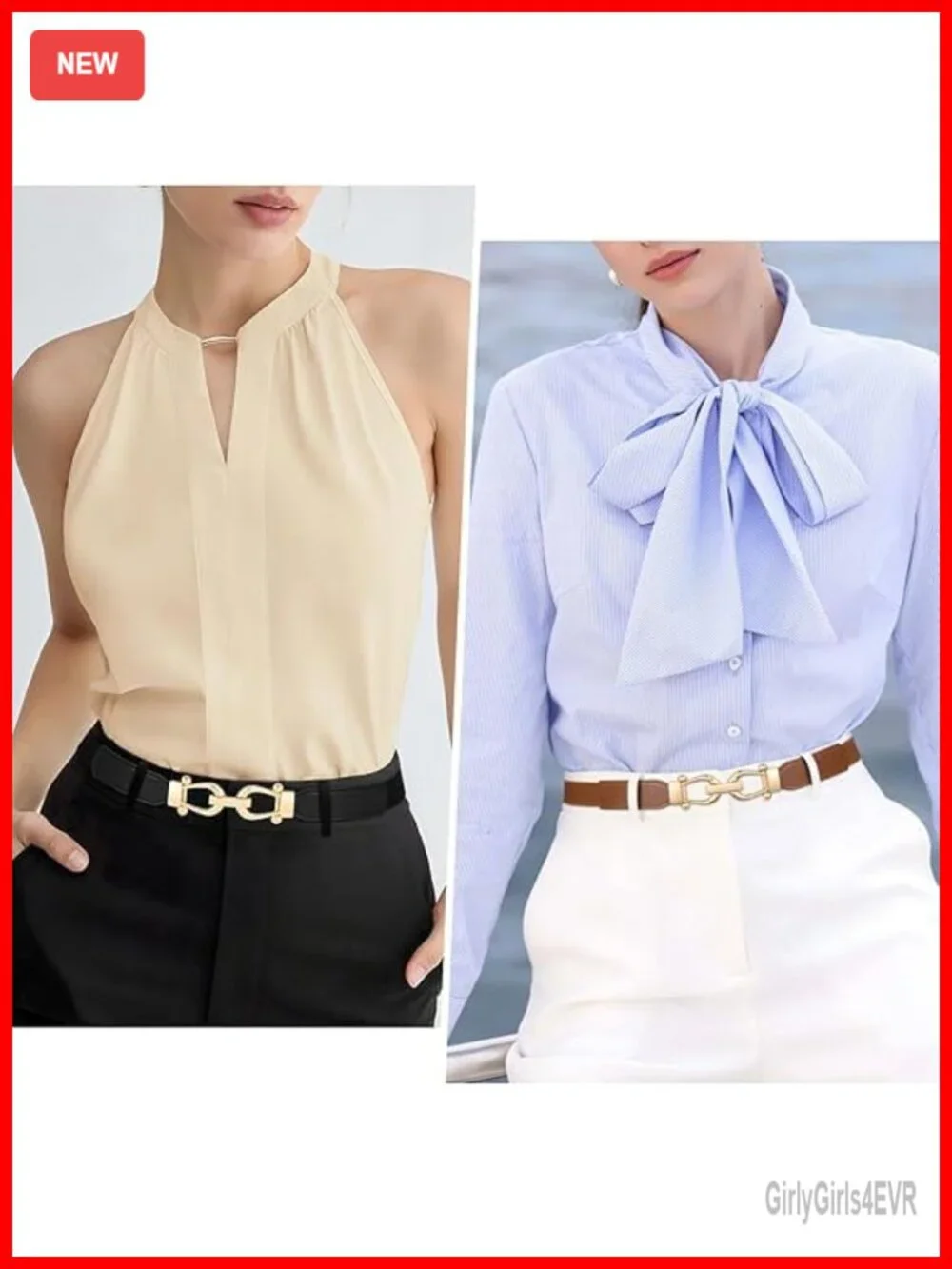 Stretchy Skinny Belt 4-Pack Soft Leather Gold Buckle Waist Belt Women's